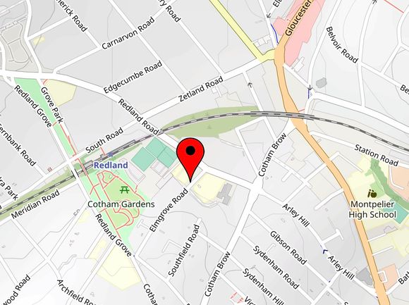 Map image of roads around Elmgrove